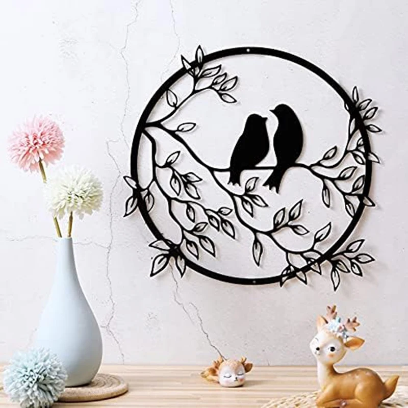 

Metal Wall Art Bird On Tree Branch Metal Bird Wall Silhouette Bird Wall Art Decor For Living Room Garden Bedroom Office Durable