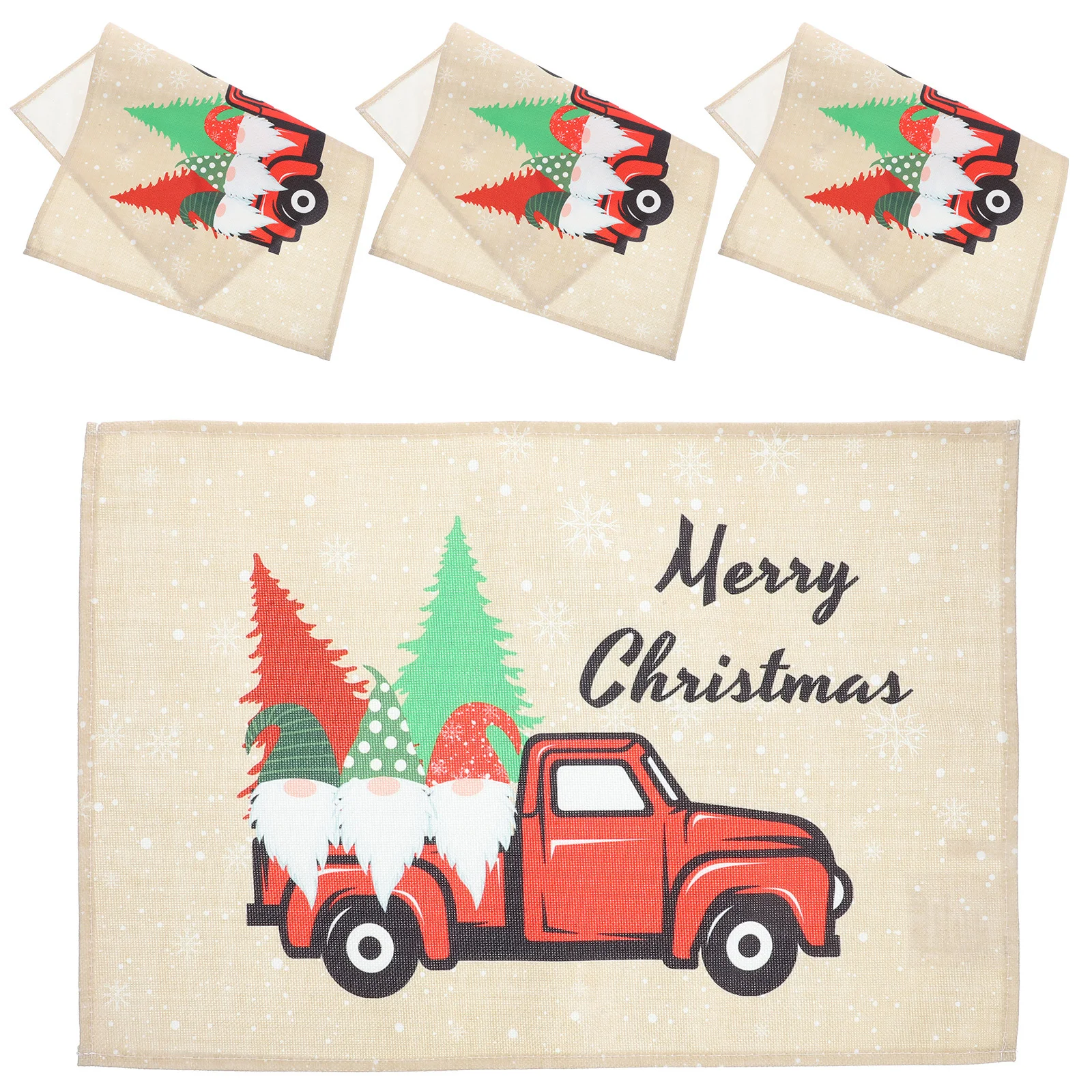 

4Pcs Christmas Theme Placemats Plaid Design Heat Resistant Decorative Table Mats Xmas Party Supply Christmas Theme Placemats