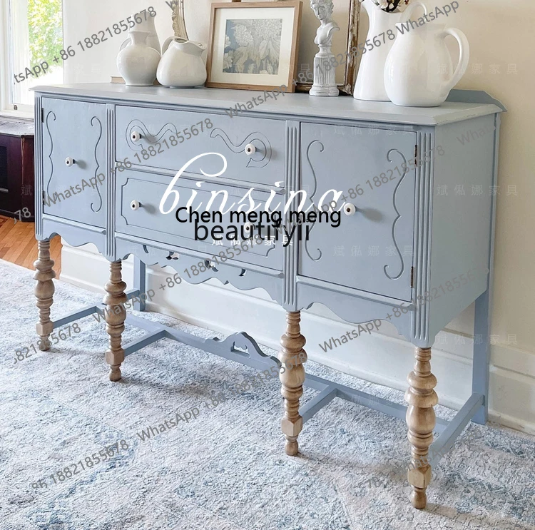 ] Neoclassical Chest of Drawers/Solid Wood Painted/Multifunctional Lockers/Storage Cabinets/