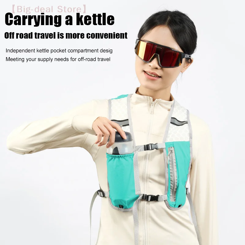 Picture 5: Running Vest With Multiple Pocket Lightweight Reflective Hydration Backpack Breathable Material Vest For Climbing Hiking Camping