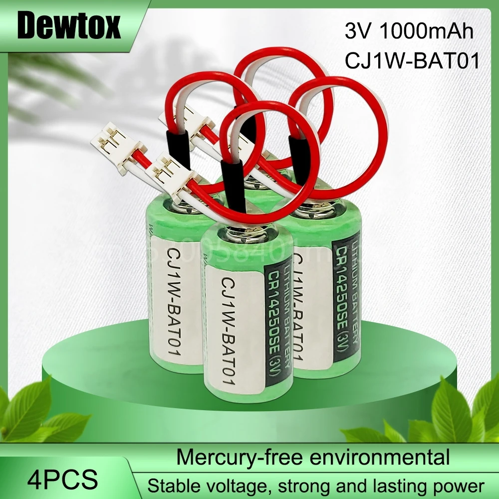 

4PCS 3V 1000mAh CP1W-BAT01 CJ1W-BAT01 CR14250SE-R PLC CNC Lithium Battery With Wpecial Plug CP1E For Back-Up Batteries