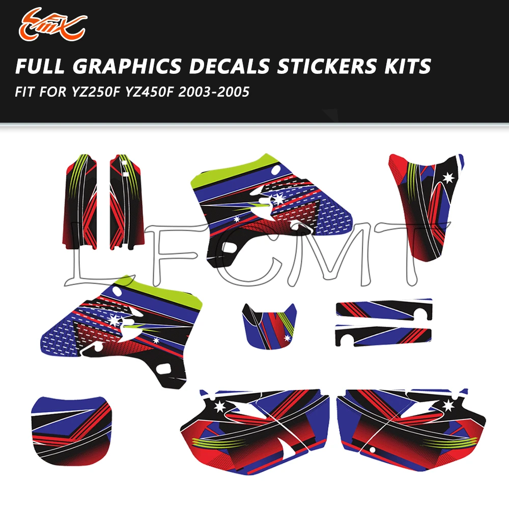 Motorcycle Full Fairing Decor Graphics Background Decal Sticker Fit for Yamaha YZ250F YZ450F YZF 250 450 2005 2004 2003