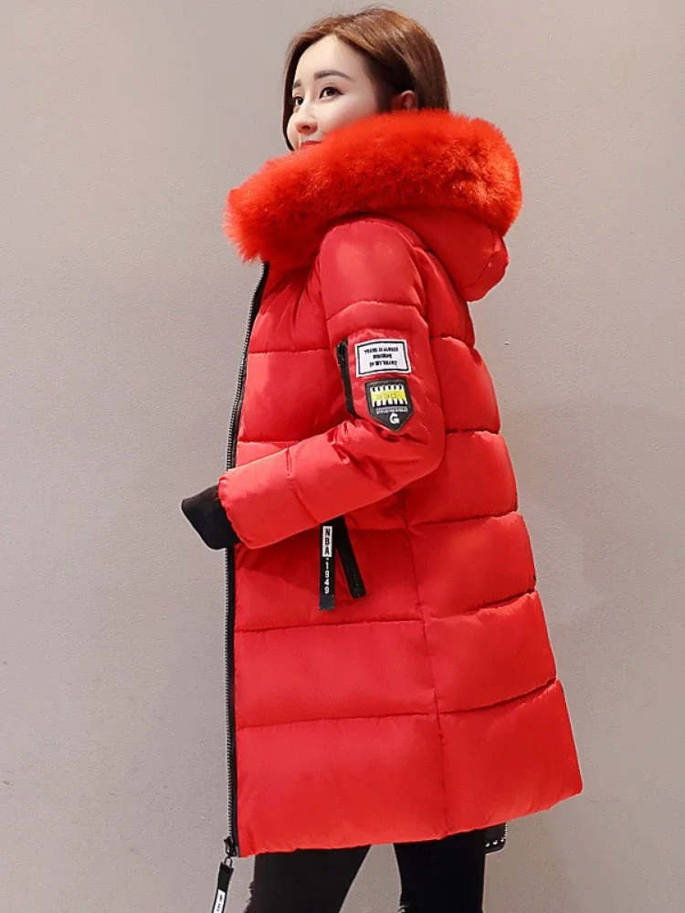 موضة سستة جيوب تصميم حجم كبير سترة المرأة الشتاء طوق مقنعين سترة الملابس أنيقة ضئيلة الدافئة سميكة معطف الإناث