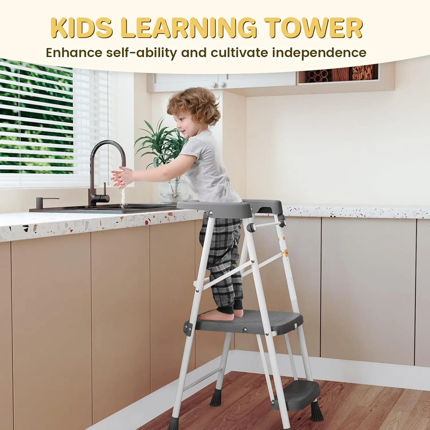 [Limited Stock!]Kids 2 Steps Step Stool, Toddler Tower for Kitchen Counter Learning, Toddler Kitchen Stool Helper with Anti-Drop