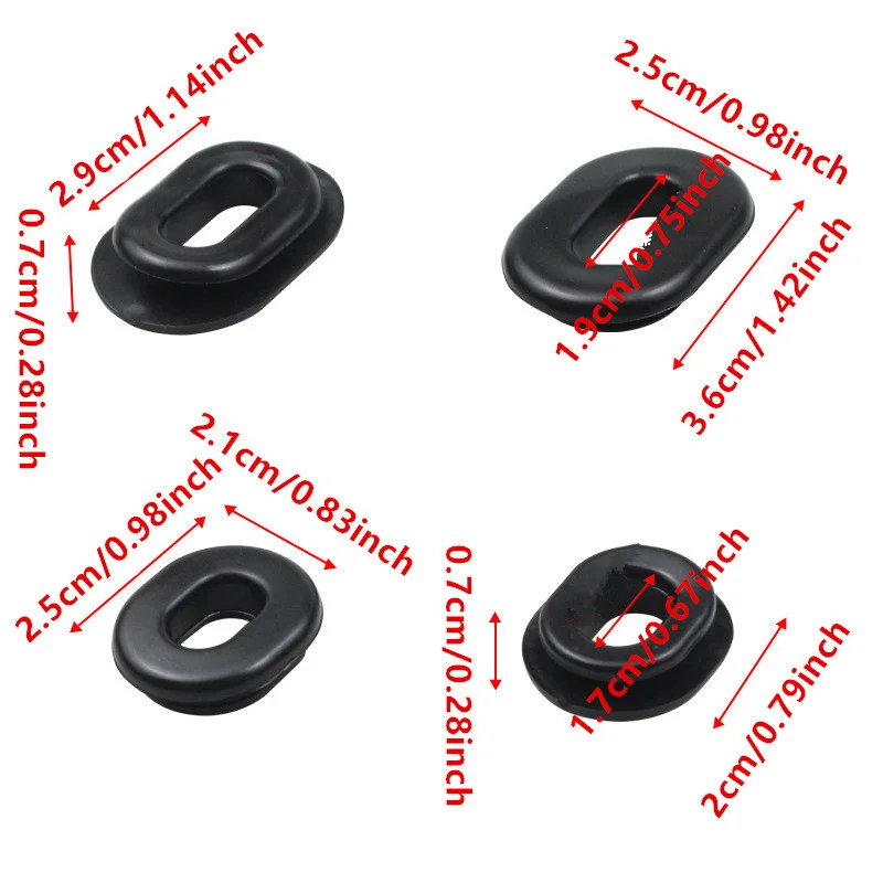 12Pcs/Set Motorcycle Body Side Cover Black Rubber Grommet Fairing Washer Bolts Fixed Rubber Ring Motorcycle Exterior Accessories