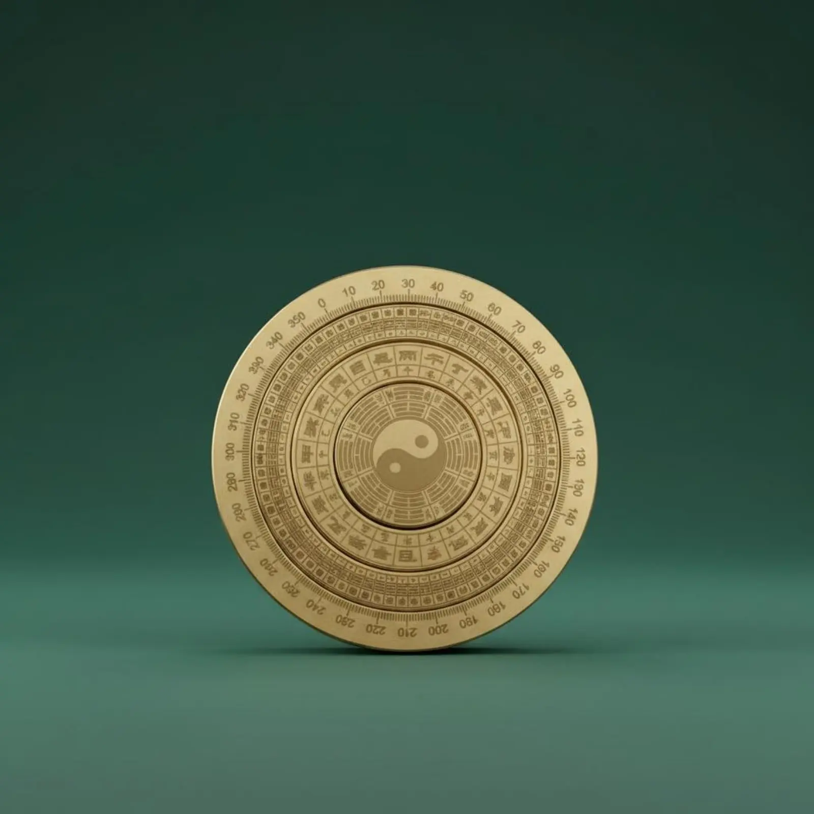 Bagua Luopan Rotatable Brass Feng Shui Compass Bagua Compass Disc Metal Craft Portable for Desk, Travel