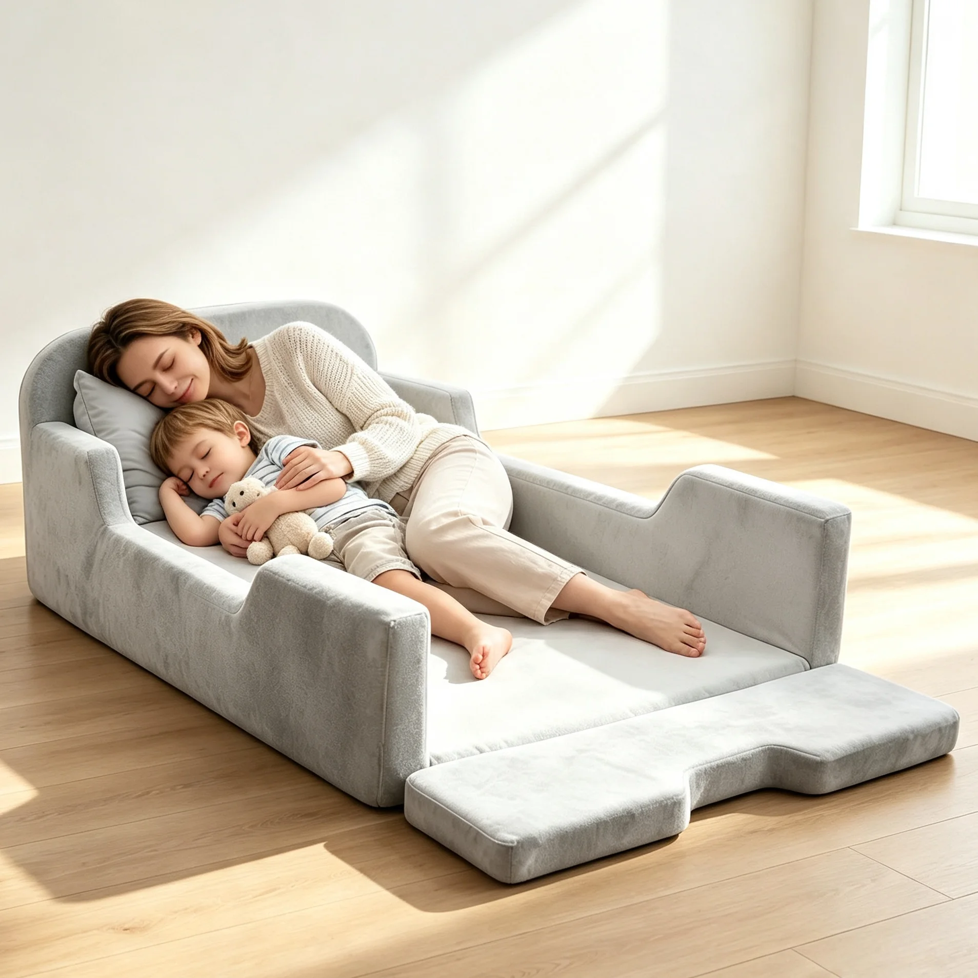2026 New Soft Toddler Bed High Density Foam Kids Sleeping Bed Velvet Floor bed for Bedroom Kids Furniture Vacuum Compressed