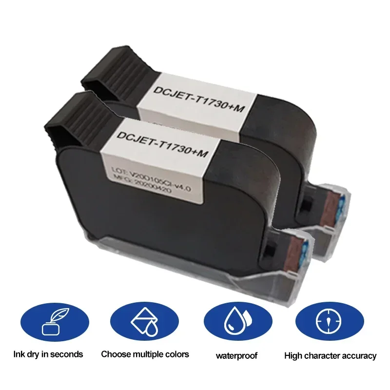 Dcode 1730m 12.7mm cartuchos de tinta originais de alta qualidade cartucho de tinta tij à prova de água solvente tintas pretas