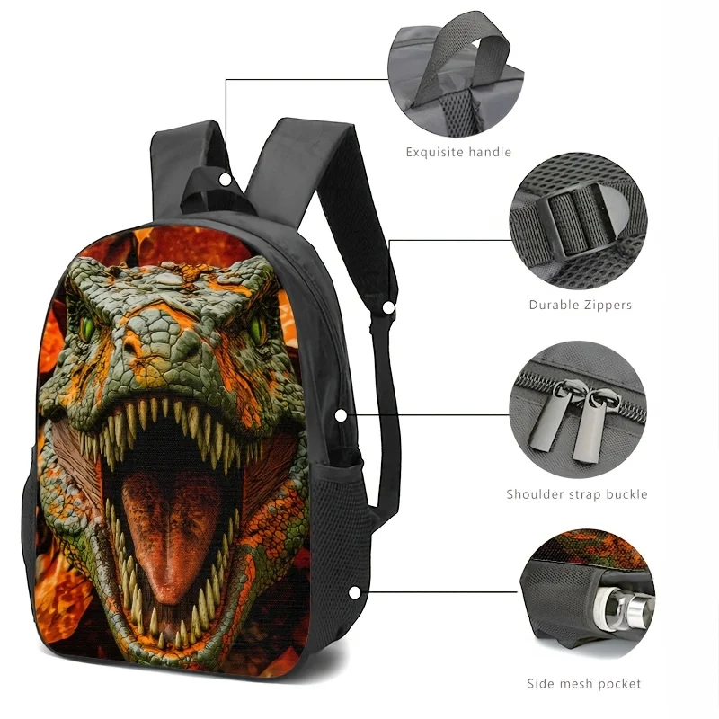 

1pc/2pcs/3pcs T-Rex-themed Backpack, Shoulder Bag, and Pouch with 2D Print; Bold Design for Trendy Adults in Commuting, Travel,