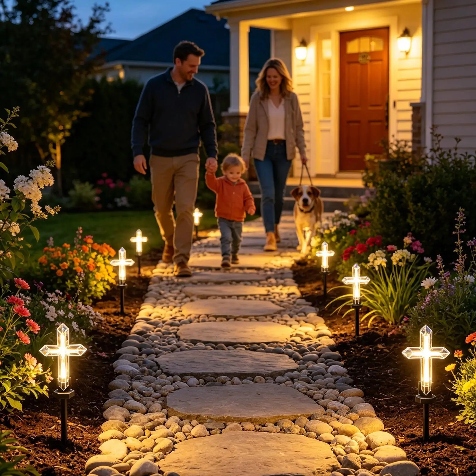 Waterproof Outdoor Solar Cross Stake Light Color LED Grave Memorial Lamp Durable Landscape Ornament For Garden Lawn Cemetery