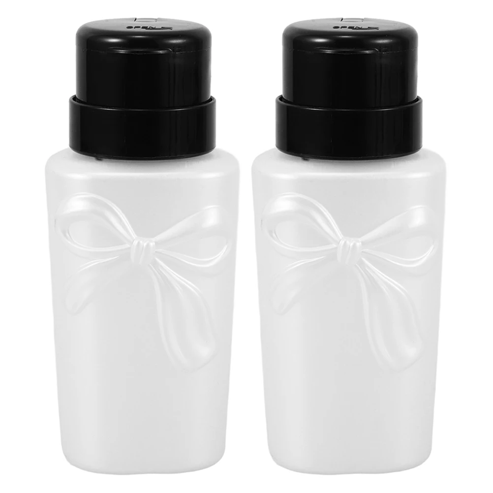 

2Pcs Nail Polish Remover Bottle Cute Bowknot Durable Material Locking Mechanism Travel Manicure Liquid Dispenser Refillable