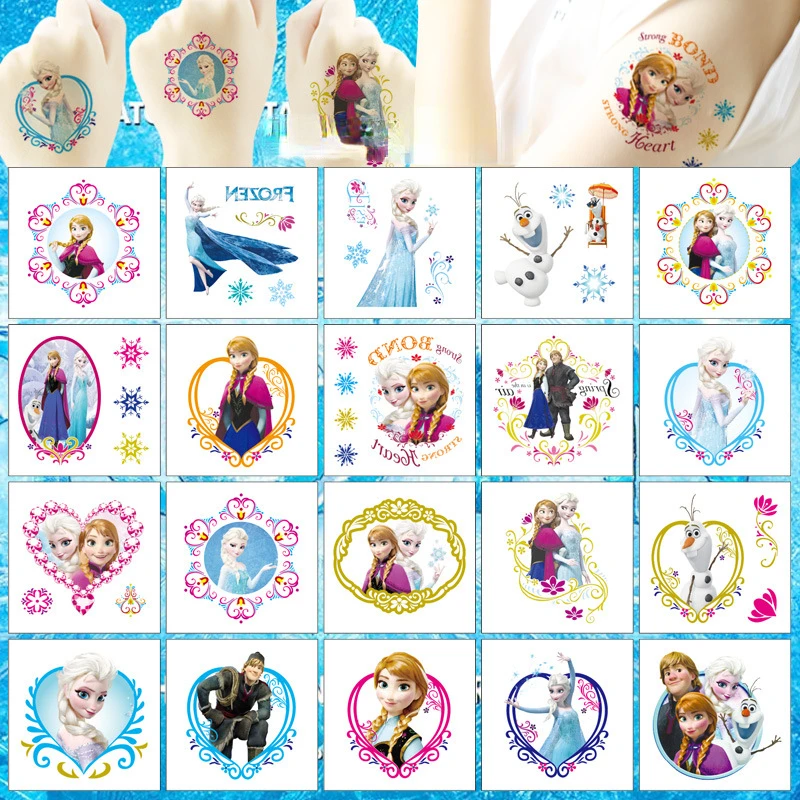 20Pcs Cartoon Frozen Elsa Tattoo Sticker Children\'s Reward Sticker Pack Cute Pikachu Laptop Skin Stickers