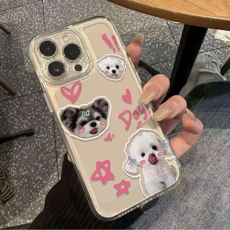 

Прозрачный чехол для iPhone с милым рисунком маленькой собачки для моделей 17, 16, 15, 14, 13, 12, 11 Pro Max, XR, XS MAX, 7, 8 PLUS, MINI