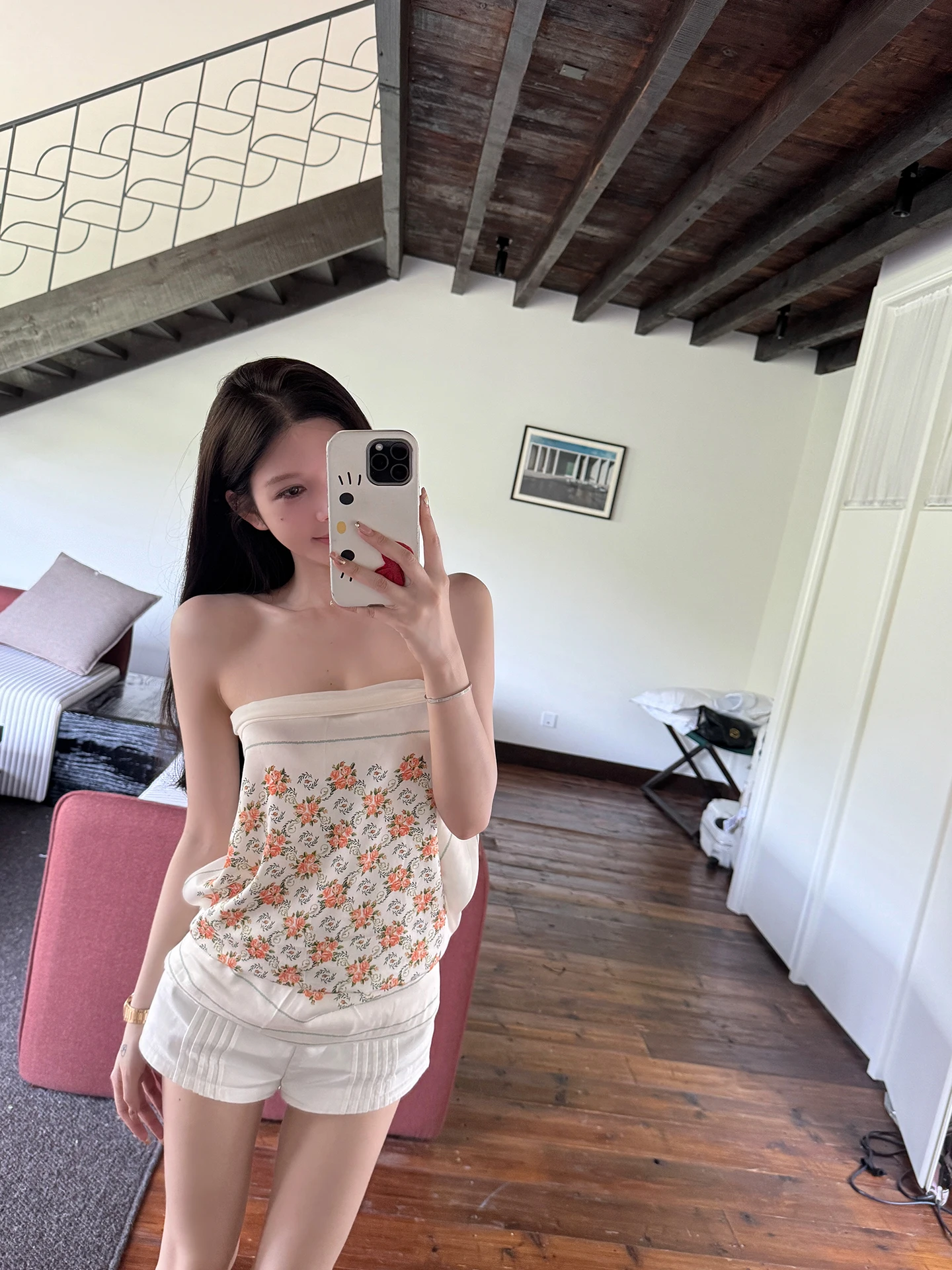 

Sister Titi Summer Ice Oxygen Casual Pants Women's Mid-Low Waist A-Line Slimming Versatile Shorts White Comfortable Fit