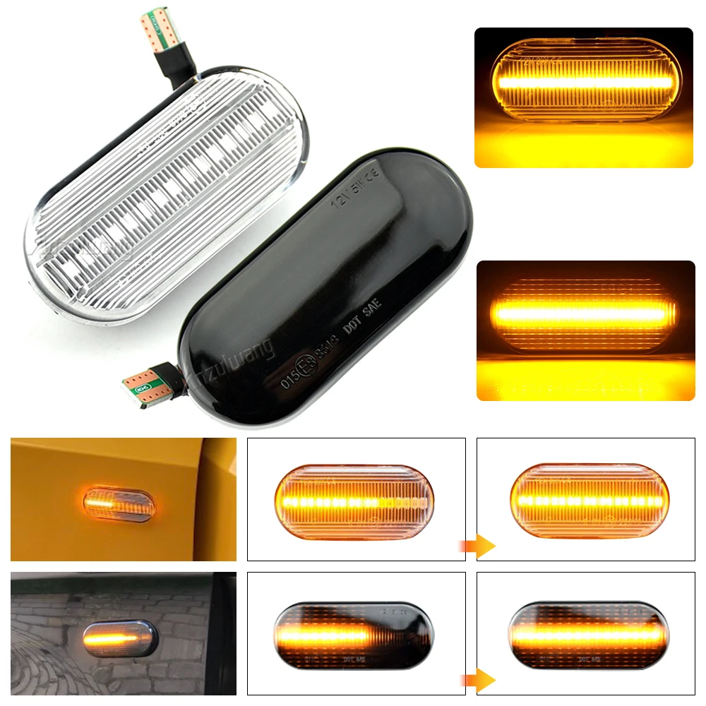 2PCS Led Dynamic Side Marker Turn Signal Light Sequential Blinker Light For VW Golf 3 4 MK3 MK4 Passat 3BG Polo 6N 9N Bora Vento