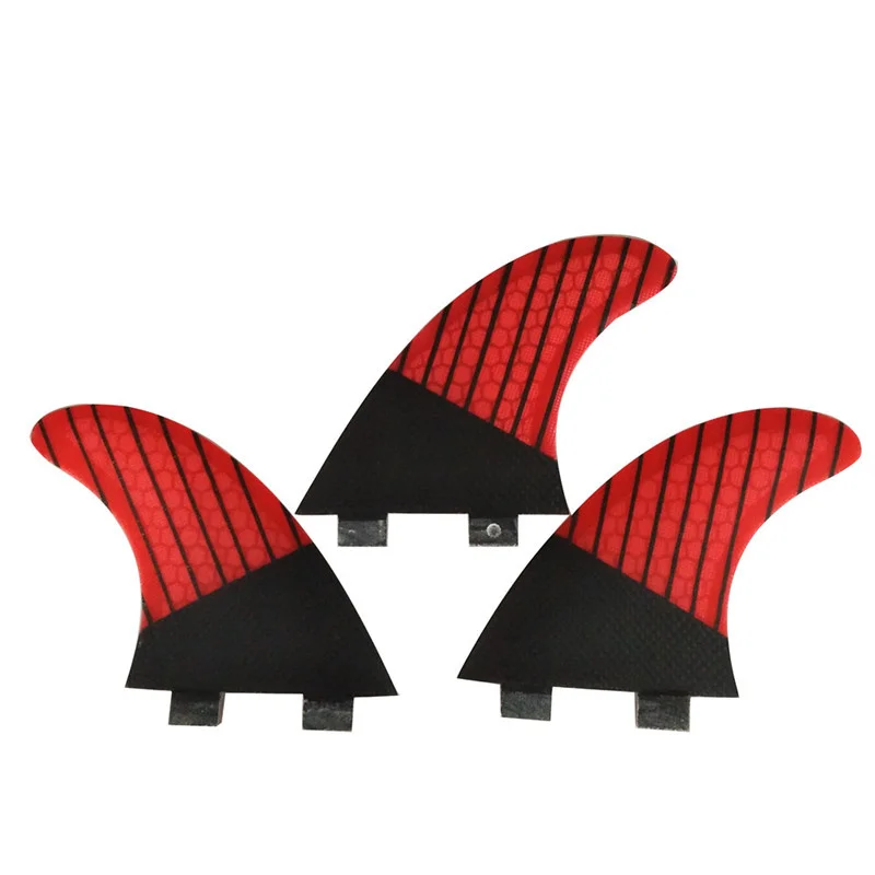 Surfboard Double Tabs Fin S/M Red Color High Quality Paddleboard 3 PCS/SET Fiberglass Honeycomb Surfing Board