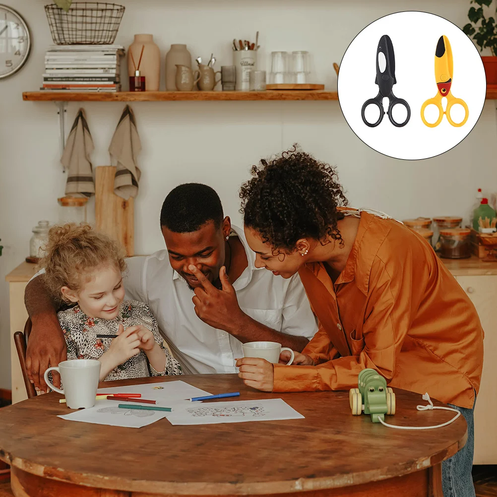 2 قطعة مقص بلاستيكي أمان طرف مستدير DIY مقص للحرف اليدوية للمدرسة والمكتب والمنزل ورق إبداعي متعدد الأغراض