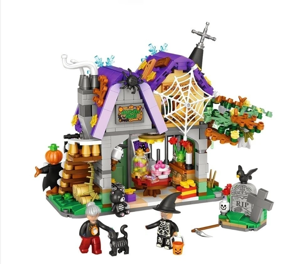 Halloween house building blocks mini granule building blocks toys for holiday gift