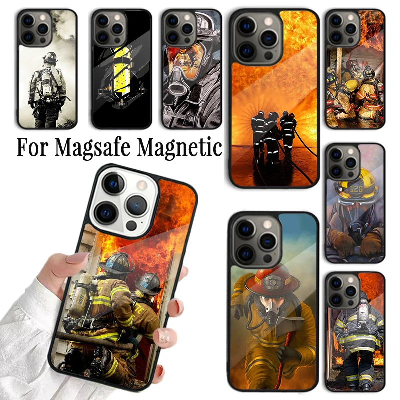 

Чехол для телефона Coque для iPhone 16, 15, 14, 13, 12, Mini 11 Pro Max Plus Magsafe, магнитный чехол для беспроводной зарядки, пожарный, пожарный