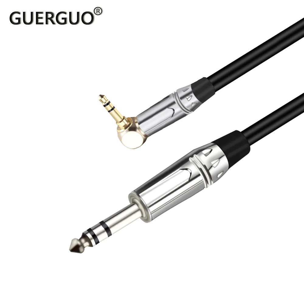 

Gold Platd 3.5mm Right Angle Male to 6.35mm Male Audio Cable 3Poles Stereo Plug Soldering 3Pins DIY Headphone Jack Black&Red