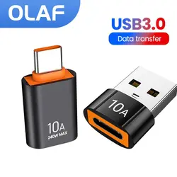 10A USB3.0 to Type C Adapter Fast Charging Connector Type C Male to USB Female Converter OTG for Laptop Xiaomi Samsung USB-C otg