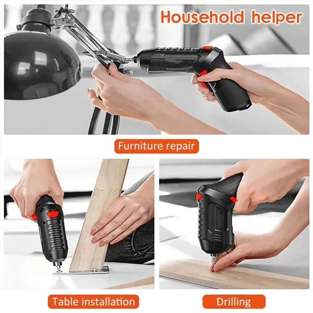 Portable Electric Screwdriver Cordless 47 in 1 Rotated 90 Degrees Rechargeable Screwdriver with LED for Home Office DIY Tools