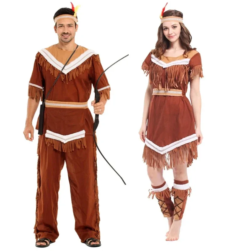السكان الأصليين النساء رجل الهندي الأميرة ازياء الاطفال الفتيات بوكاهونتاس الصيادة زي بوريم حفلة ماردي غرا فستان بتصميم حالم