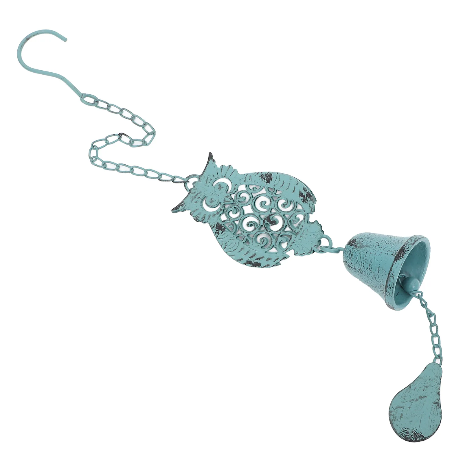 

Vintage Cast Iron Wind Chime Blue Color Durable Retro Garden Decoration Owl Suncatcher Outdoor Bell Patio Melody Rocker