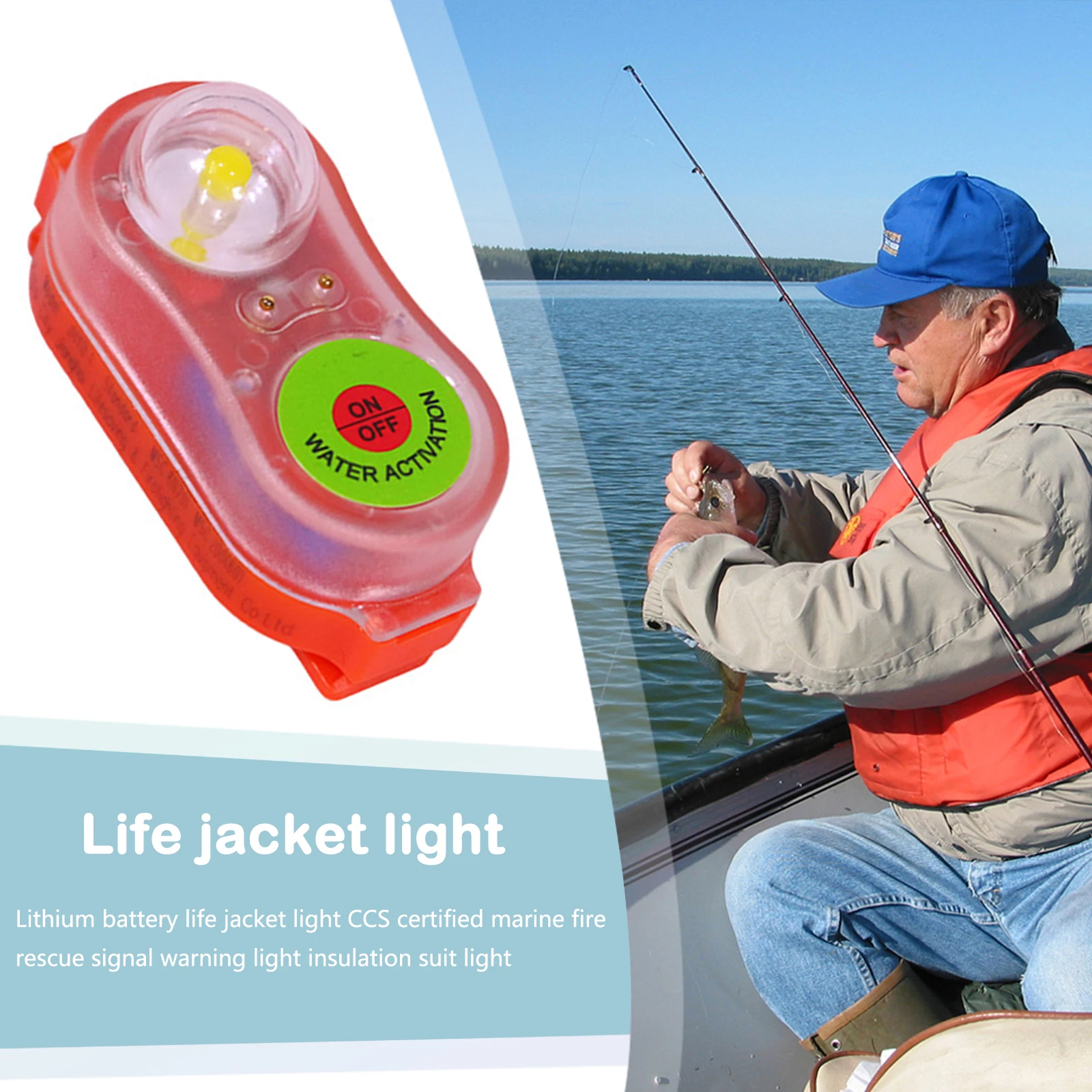 LED Life Jacket Light Water-Activate Automatic Survivor Locator Light Waterproof Emergency Signal Lamp for Swimming Sea Fishing