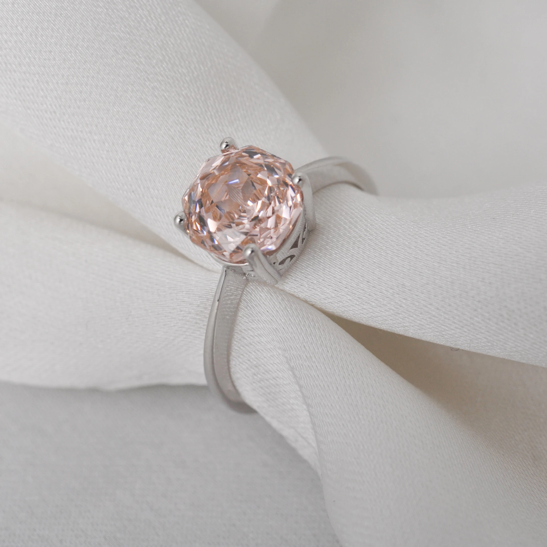 Potiy 2ct Octagon Rose Cut Morganit Rosa Zirkonia Solitär-Ring, 925 Sterling Silber Schmuck Geschenk für Frauen mit – Detail 18