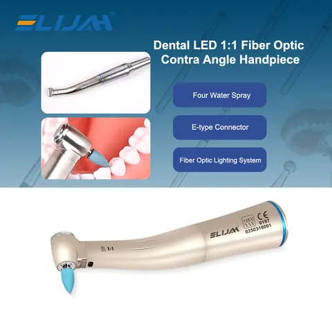ELIJAH Dental 1:1 anillos azules fibra óptica pieza de mano de baja velocidad contraángulo luz Led turbina de aire anillo azul de acero inoxidable