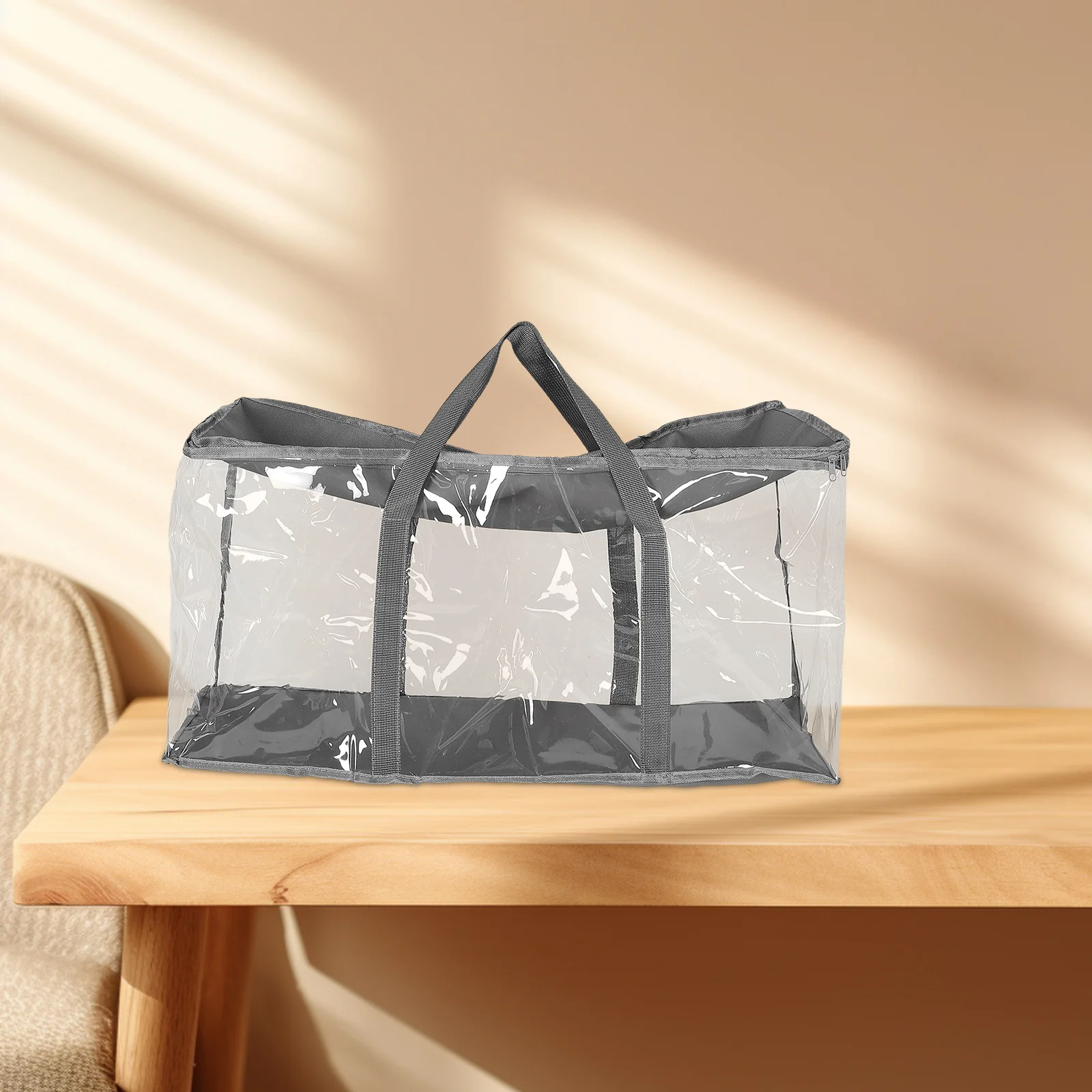 Foldable Clear Book Storage Container with Handles Multi Purpose Organizer for Classroom Dorm Room Books and Accessories