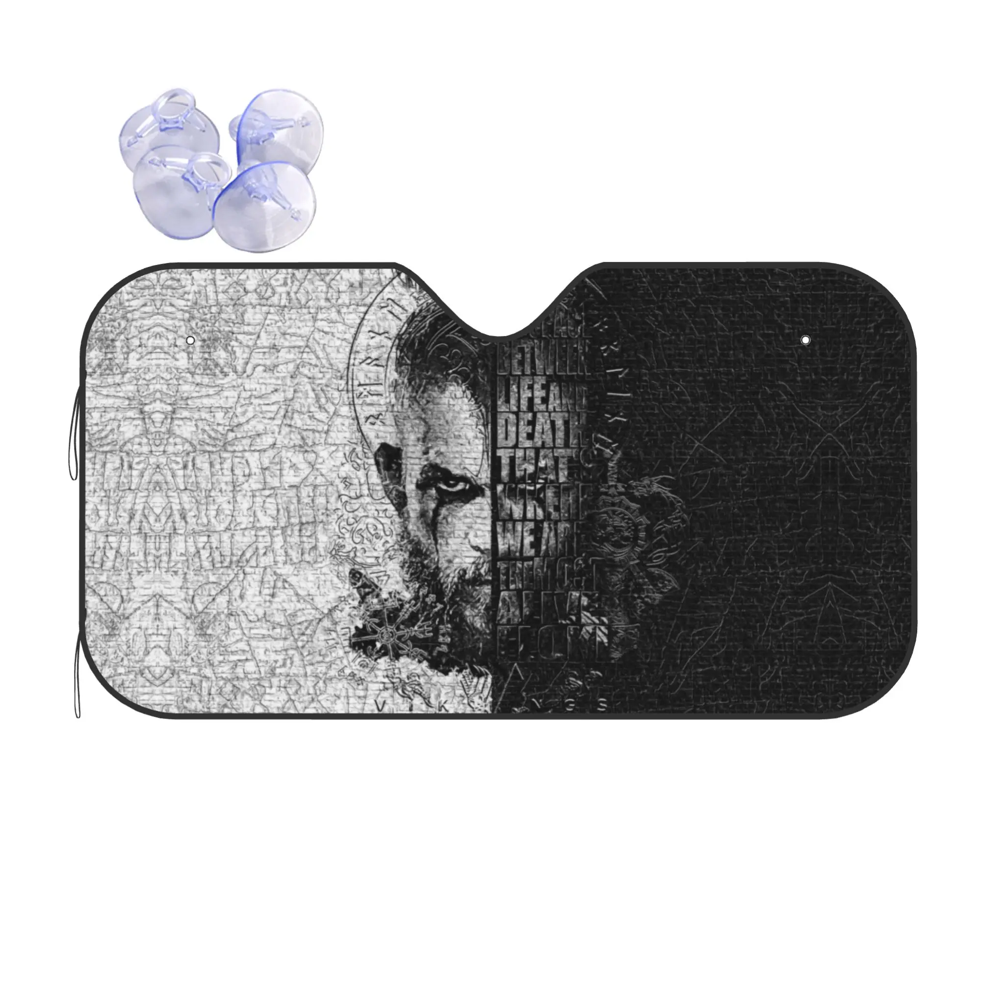 Vikingm Car Front Windshield Sun Visor Car Sun Shade Heat Insulation Cover Valhalla Warrior Aluminum Foil Car Sunshade