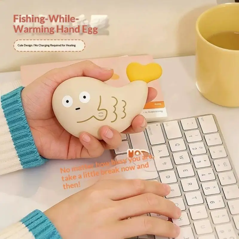 Cute Cartoon Fish Shaped Hand Warmer No Charging Self Heating 8H Lasting Warmth For Winter Outdoor Use