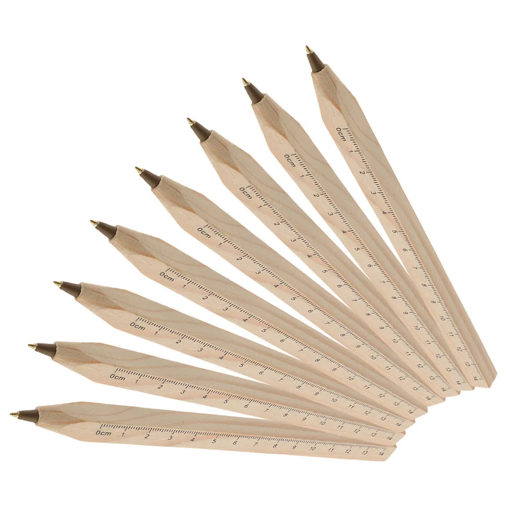 

8Pcs Natural Wood Ballpoint Pen with Ruler Smooth Ink Fine Point Comfortable Grip Ideal for Office School Signature