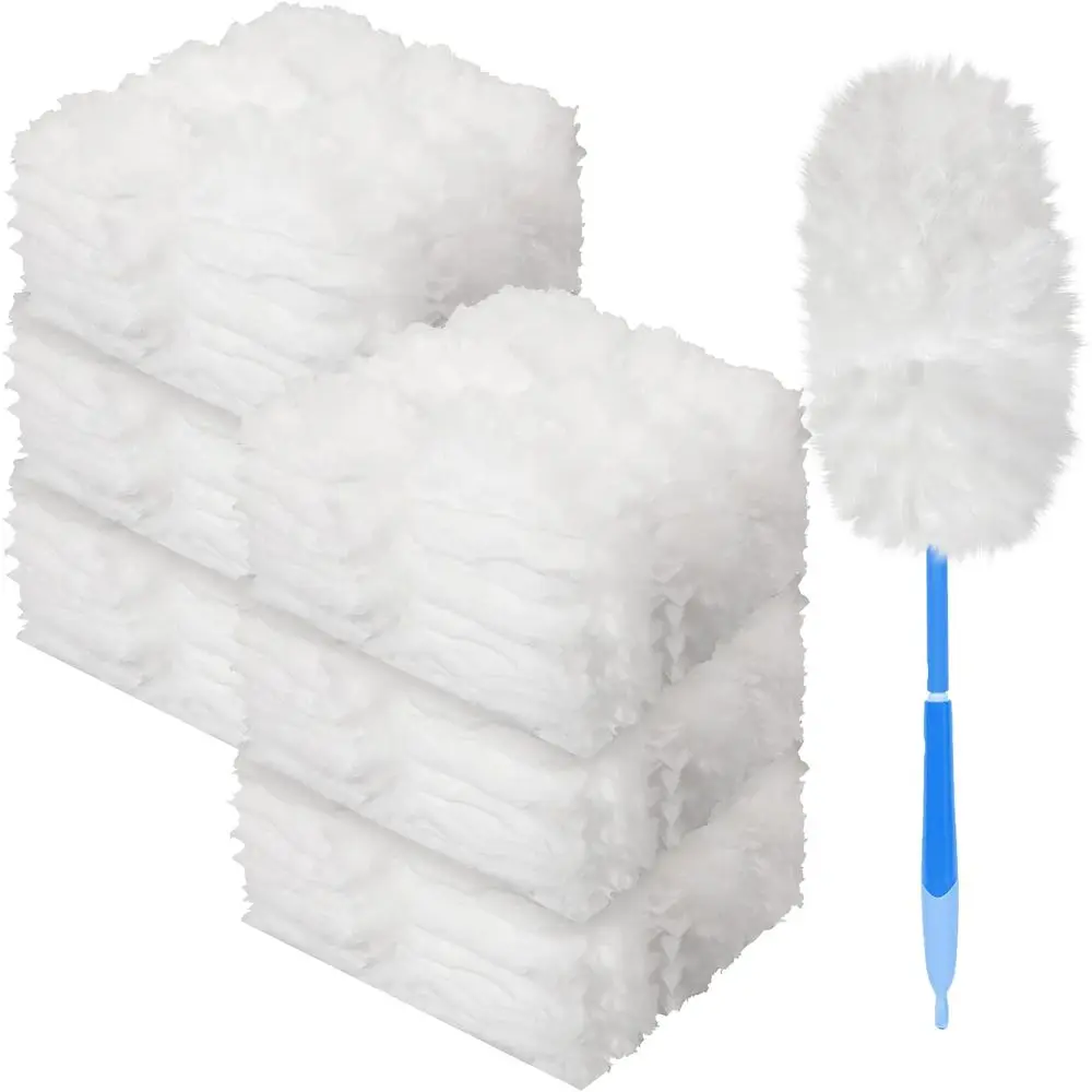 

300 Pcs Duster Refills Bulk Disposable Replacement Thickened with 1 Handle Heavy Duty or Cleaning, White