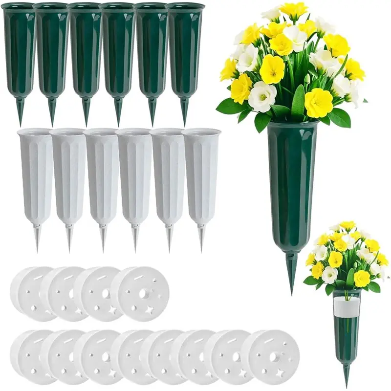 

Держатели для искусственных цветов A92P, 12 шт., контейнеры-колышки для мемориальных цветов, садовые колышки для цветов на кладбище