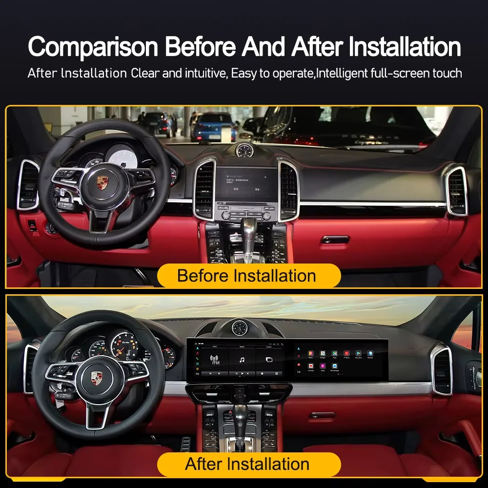 24.6 Inch For Porsche Cayenne 2010-2017 Upgraded Interactive Dual Screen 8+128 Carplay Android Multimedia Video Player Head unit