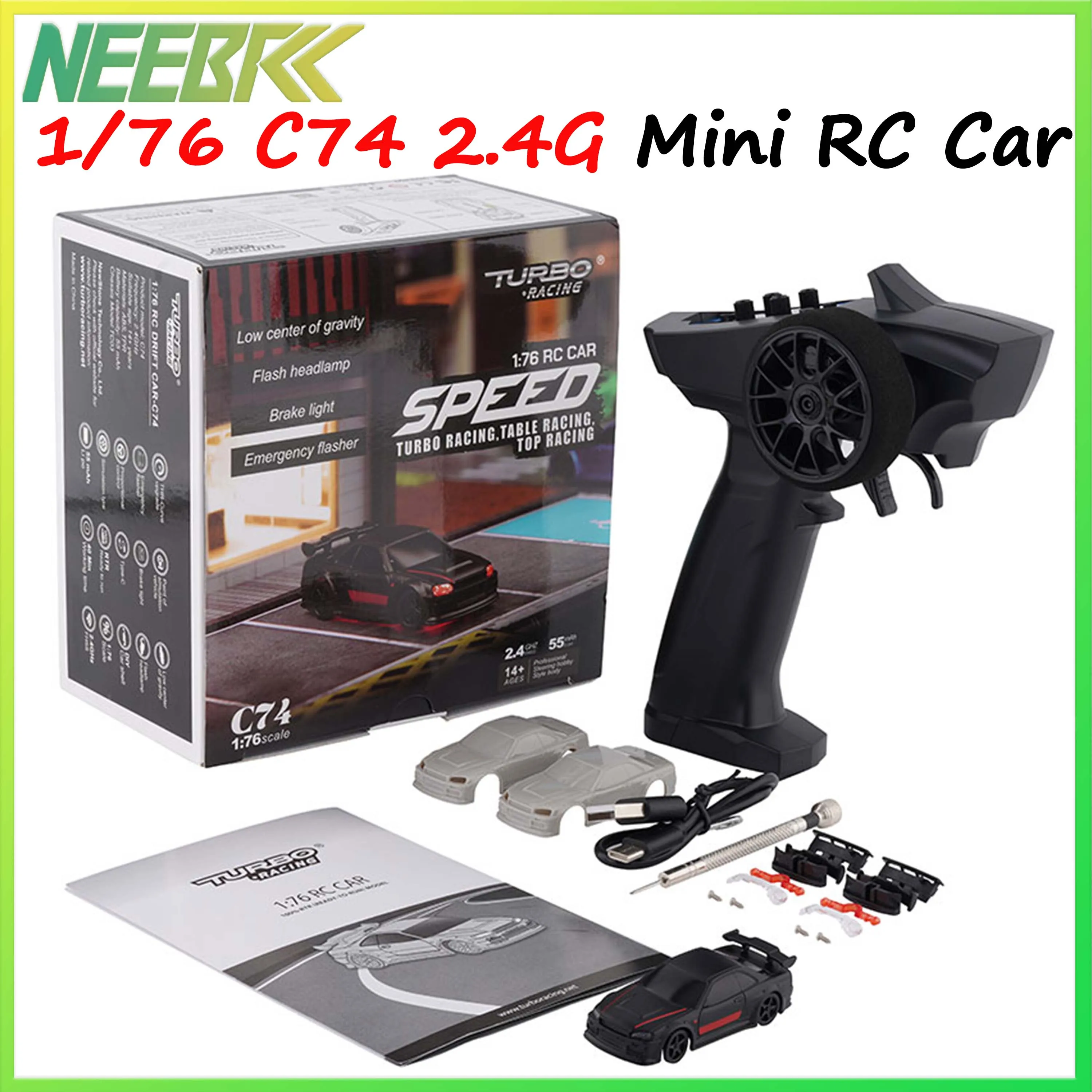 

Turbo Racing 1/76 C74 On-road Drift Car Full Proportional Desktop Portable Remote Control Model for Kids Adults Toy Gifts DIY
