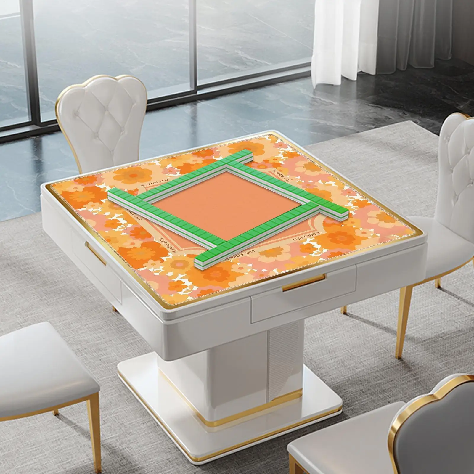 Mah Jongg Mat Vintage Non-Slip Tropical Plants 80x80cm Portable Mahjong Game Mat For Tile Games Home Dorm Apartment Living Room