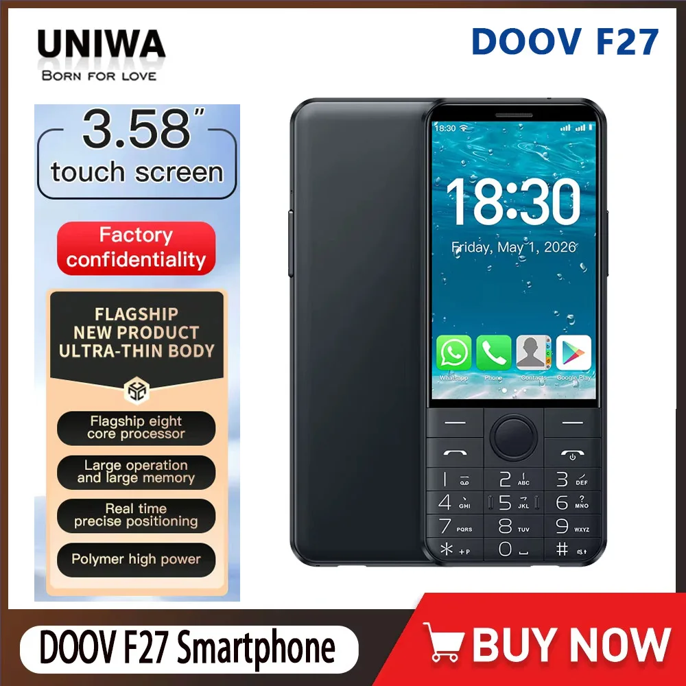 NEW DOOV F27 Touch Keyboard Google Phone No Camera Android 14 Phone 3.58inch 4GB 64GB 2100mAh Google Play BT Hebrew Arabic Phone