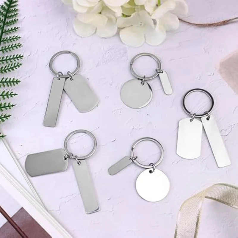 30Pcs DIY Engravable Metal Keychain Blanks Metal Stamping Blanks for Engraving Stainless Steel Blank Key Ring Tags-A23R