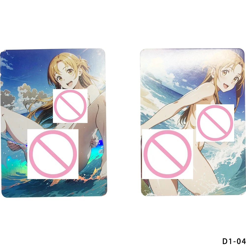 30 개/대 애니메이션 섹시한 누드 컬렉션 카드 Hyuga Hinata Yuuki Asuna Rem 큰 가슴 아름다움 Naked Cards Refractive Color Flash
