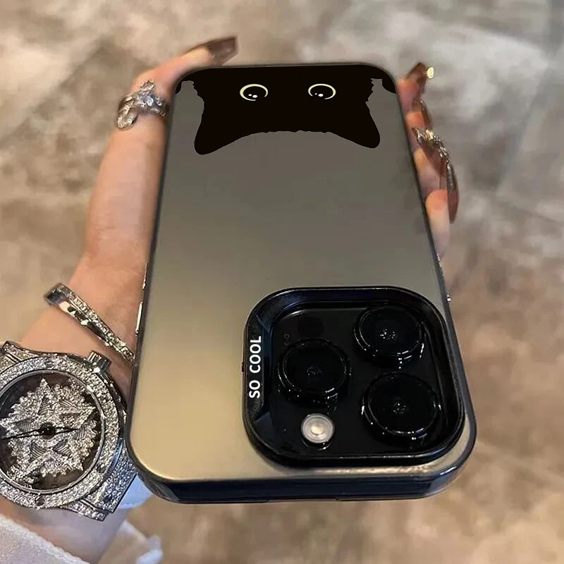 Cute Black Cat Pattern Electroplate Silver IMD Phone Case For Xiaomi Redmi 14C 12 Redmi Note 13 12 11 10 Pro Plus 12S 11S Cover
