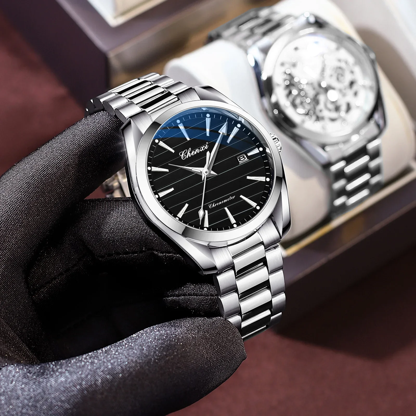 CHENXI Orologio da uomo NUOVO 2025 Calendario della moda Orologi da lavoro al quarzo Orologio da polso da uomo luminoso impermeabile in acciaio inossidabile