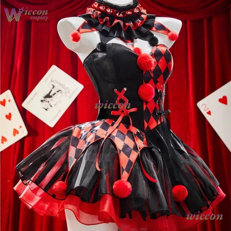 

6'h\b/5;e,8\v,5/qjc/s Original Freak Pierrot Circus Gothic Lolita Dress Halloween Costume Black Red Clown Jester Game d;5'b\7/m'
