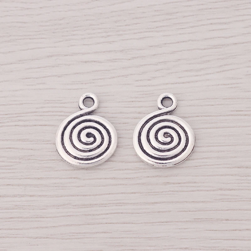 20 Pieces Silver Color Swirl Spiral Vortex Circle Charms Pendant For DIY Necklaces Jewelry Making Findings Supplies Accessories