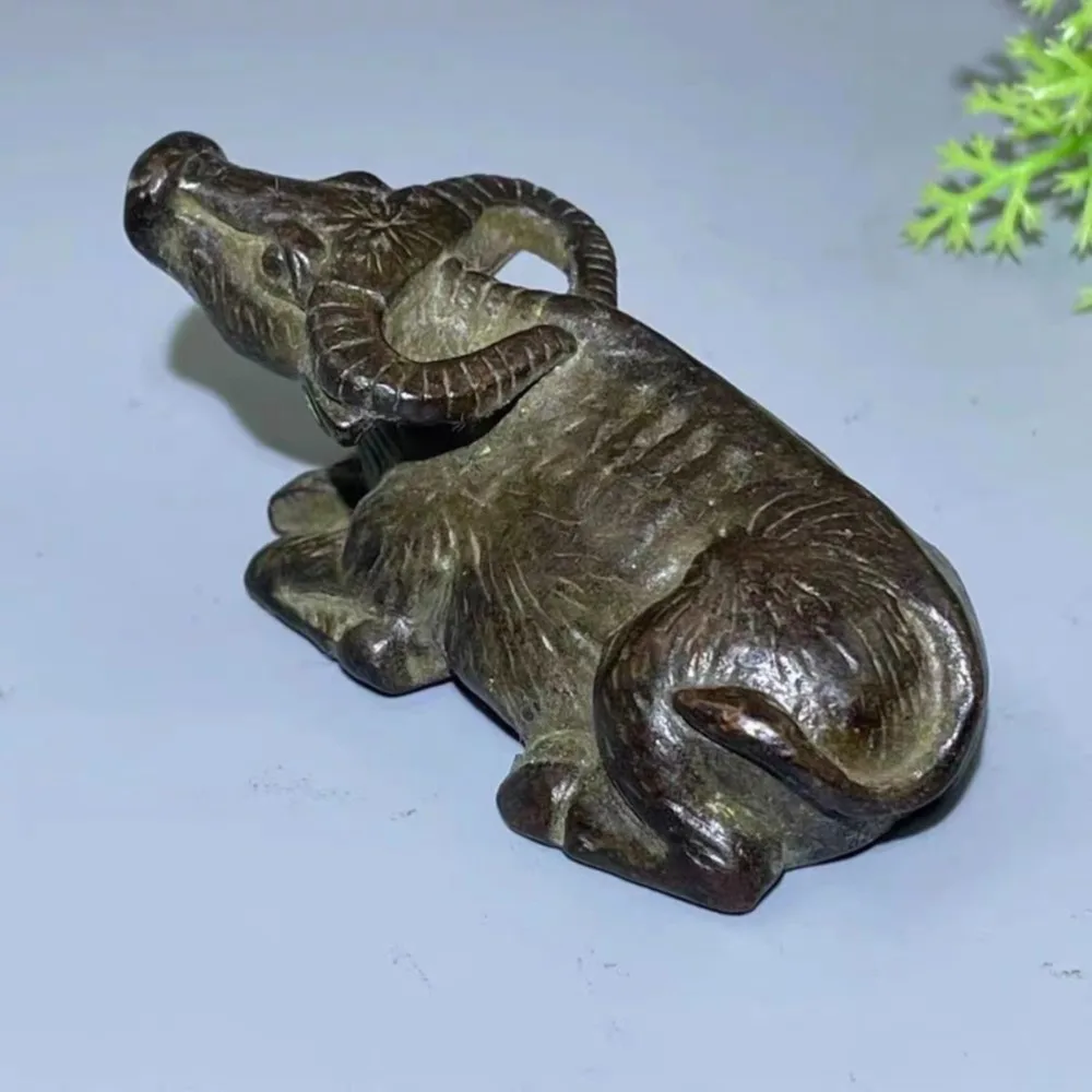 

Antique-style Solid Wood Reclining Ox Figurine, Tea Pet, Vintage Craft, Tea Table Ornament