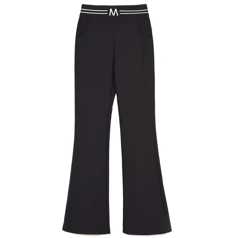 Imagem -06 - Houzhou-calças Lared para Mulheres Streetwear Bell Bottoms Calças Femininas Bootcut Elegante Preto Casual Coreano Outono Inverno Y2k