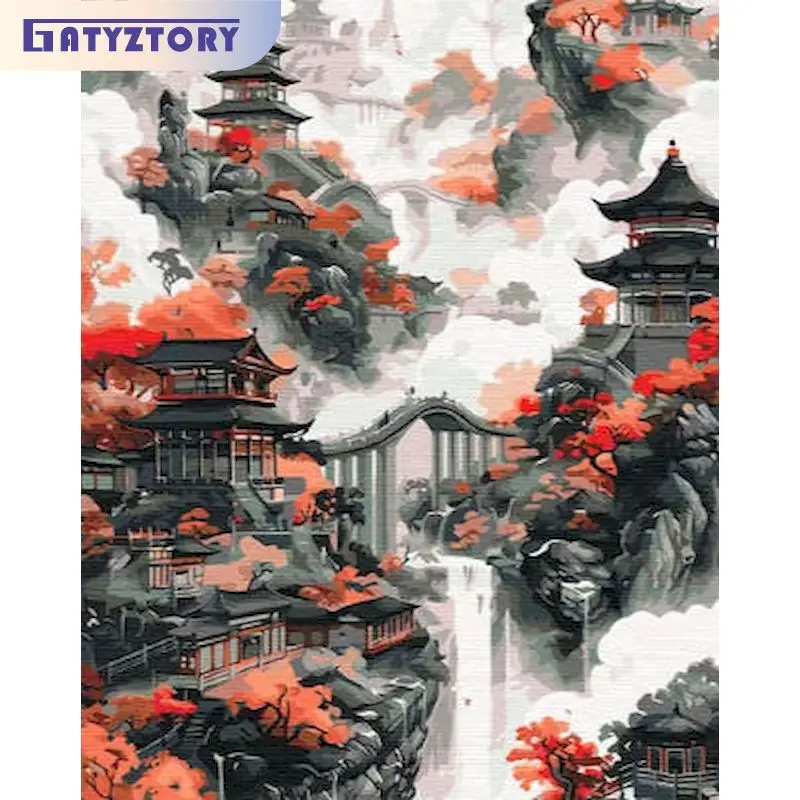 

GATYZTORY Mountain Painting By Numbers Picture Picture Paint Landscape Acrylic Painting on Canvas On canvas Diy Gift
